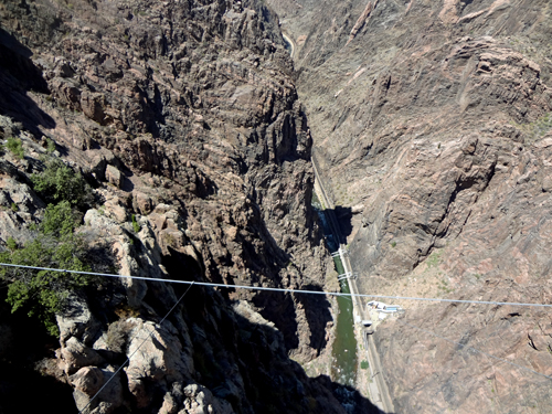 Looking down from the bridge at the Arkansas River