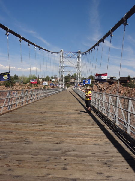 Karen Duquette on the Royal Gorge suspension bridge