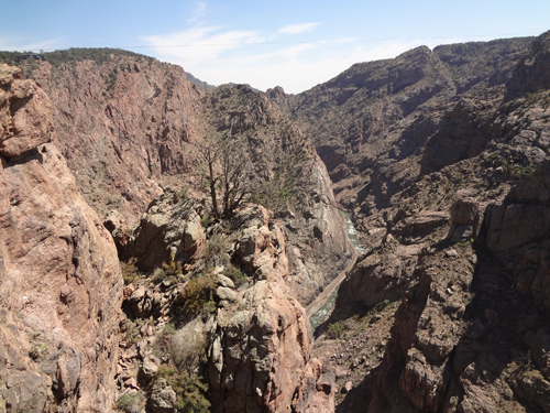 Looking down from the bridge at the Arkansas River