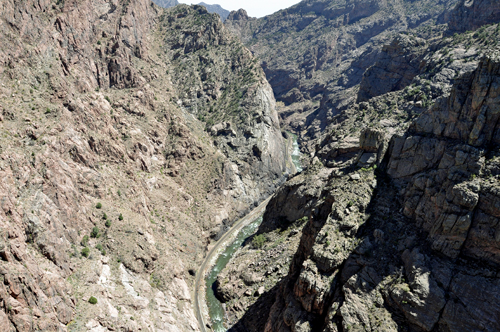 Looking down from the bridge at the Arkansas River