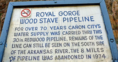 sign: Royal Gorge wood stave pipeline