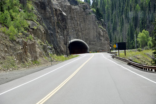 the two RV Gypsies about to drive through a tunnel