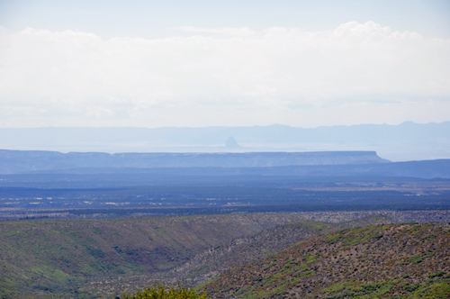 The formation called Shiprock - 46 miles away