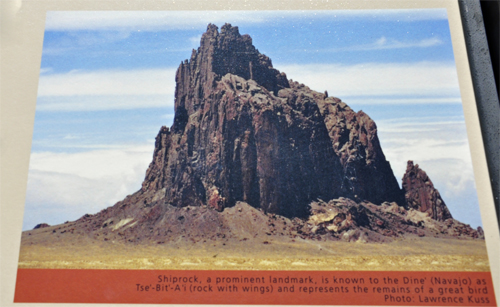 sign about The formation called Shiprock