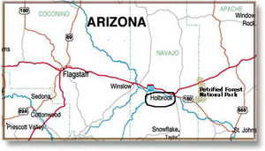 Arizona map showing location of Holbrook