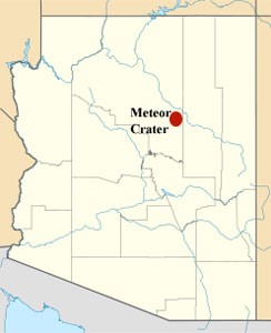 map of Arizona showing where Meteor Crater is located