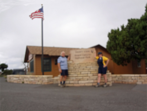 the two RV Gypsies at the sign: Desert View at Grand Canyon National Park