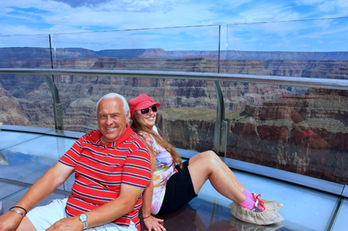 The two RV Gypsies on the Skywalk at the Grand Canyon