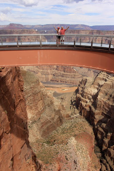 The two RV Gypsies on the Skywalk at the Grand Canyon