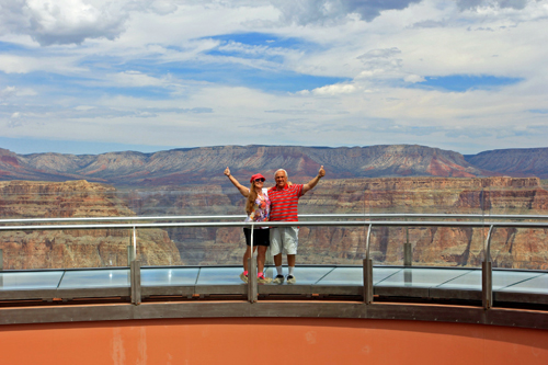 The two RV Gypsies on the Skywalk at the Grand Canyon