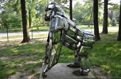 side view of Mount Vernon's chrome gorilla