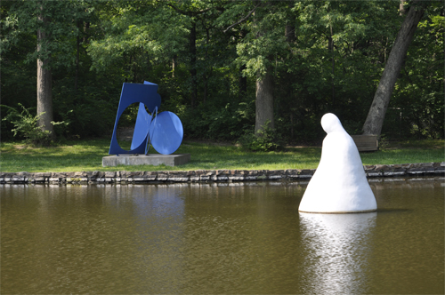 art sculpture floating in the pond