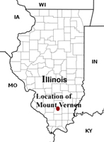 Map of Illinois showing location of Mount Vernon within the state of Illinois