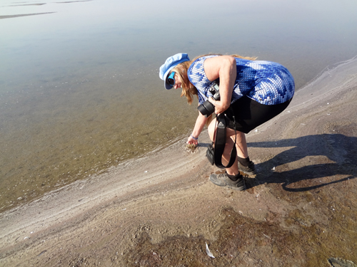 Karen Duquette feeling the Great Salt Lake