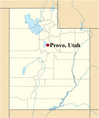 map showing location of Provo, Utah