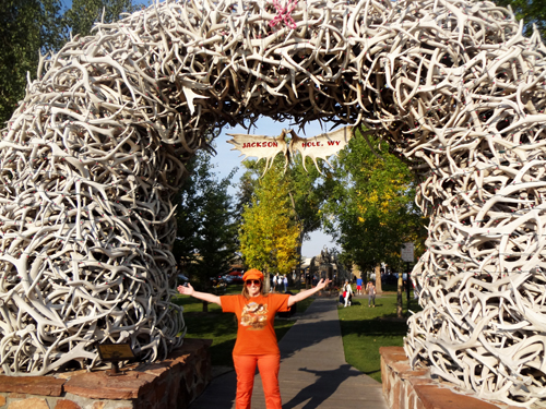 Karen Duquette and the Jackson Hole Antler Arch