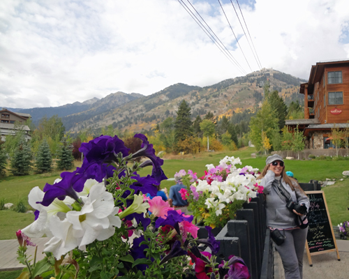 Karen Duquette at the bottom of Jackson Hole Mountain