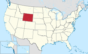 USA map showing location of Wyoming