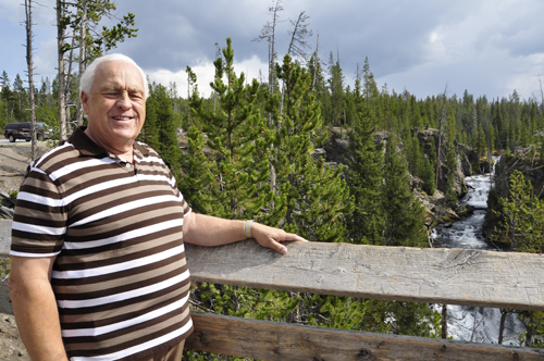 Lee Duquette at Kepler Cascades at Yellowstone National Par