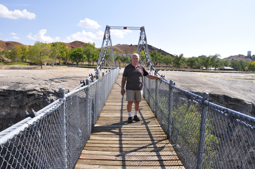 Lee Duquette on the suspension bridge