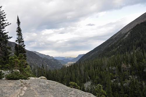 Looking over the cliff edge at the valley below