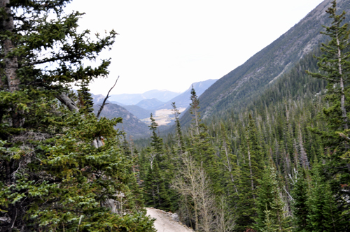 Looking over the cliff edge at the valley below