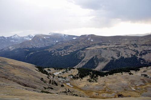Permanent ice patches on the mountains