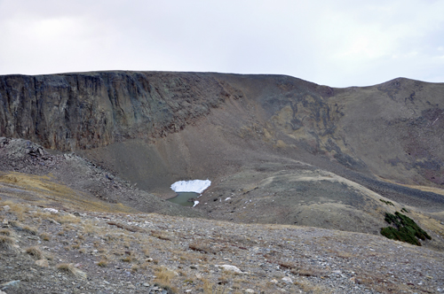 Permanent ice patches on the mountains