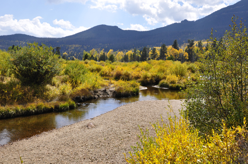 river and fall foliage at Rocky Mountain National Park
