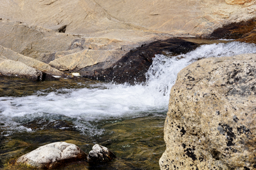 close-up of the water from the waterfall