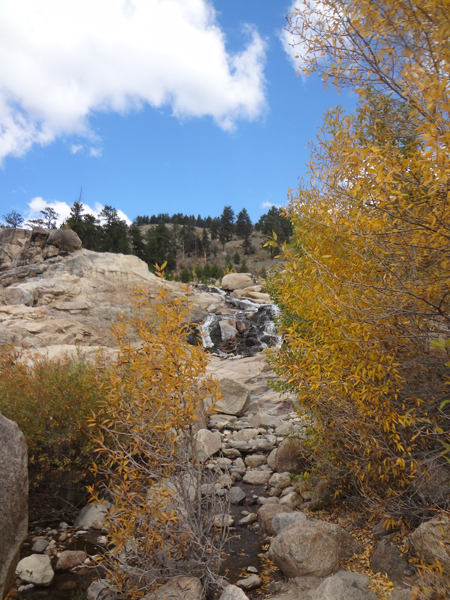 waterfall and fall foliage at Rocky Mountain National Park