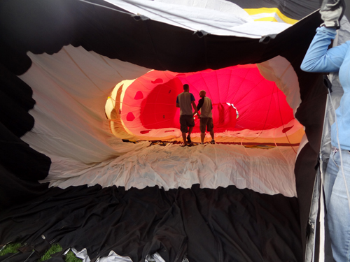 crew members go INSIDE the balloon 