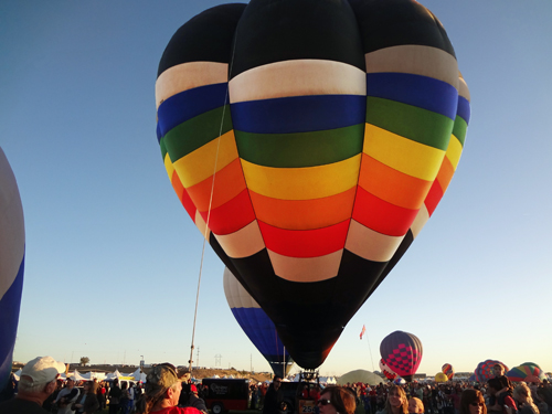 a hot air balloon glowing