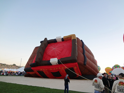 a partially inflated Wells Fargo stage coach