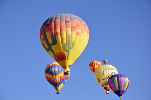 Very colorful hot air balloons