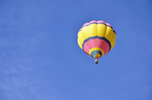 hot air balloon almost over-head of Karen