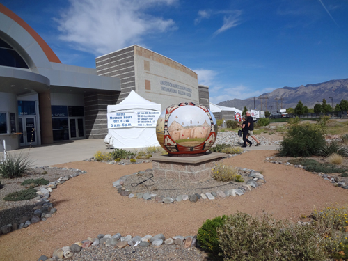 a globe outside the musuem