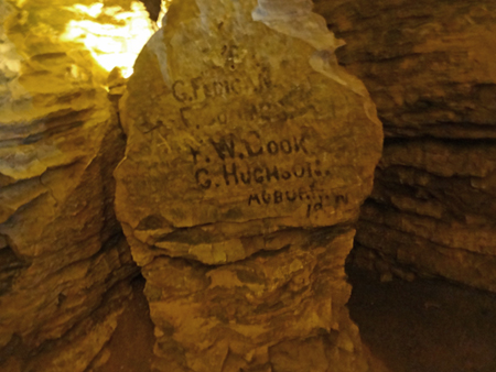 writing on the walls of the Mark Twain Cave