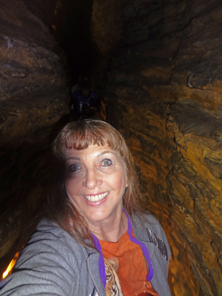 Karen Duquette in the Mark Twain Cave