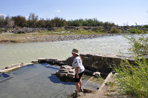 Karen Duquette at the hot springs at Big Bend