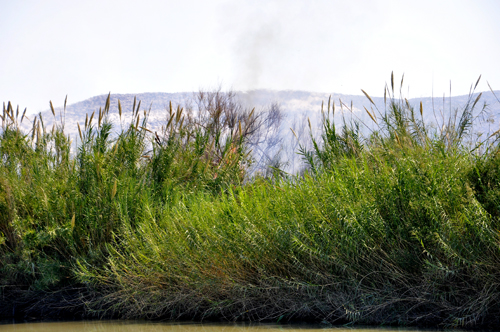 a wildfire on the other side of the Rio Grande River (in Mexico)