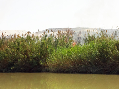 a wildfire on the other side of the Rio Grande River (in Mexico)