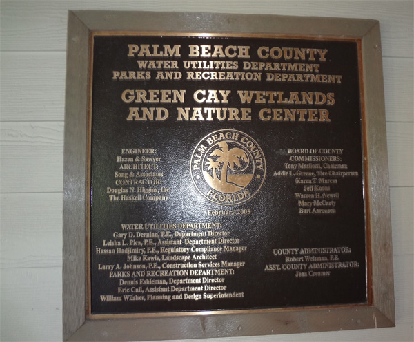 sign: Palm Beach County Green Cay Wetlands and Nature Center