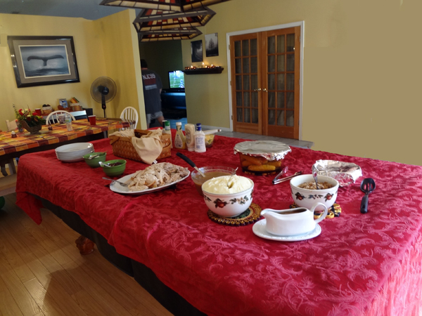 Thanksgiving food and tables