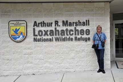 Karen Duquette's friend Monica at the Loxahatchee sign