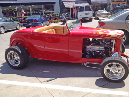 a vintage car parked downtown Clear Lake, Iowa