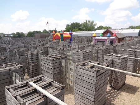 View of the Fort Custer Maze from one of the stamp towers