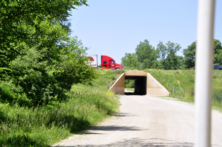 ready to go under the road in a small tunnel