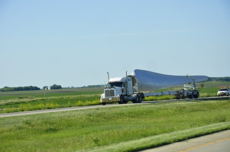 part of a windmill being transported