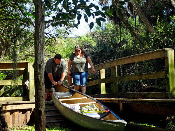 taking the canoe around the dam